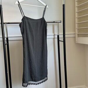 Vintage 90’s Y2K Esprit de Corp Black Polka Strap Dress with Lace 11/12 PreOwned
